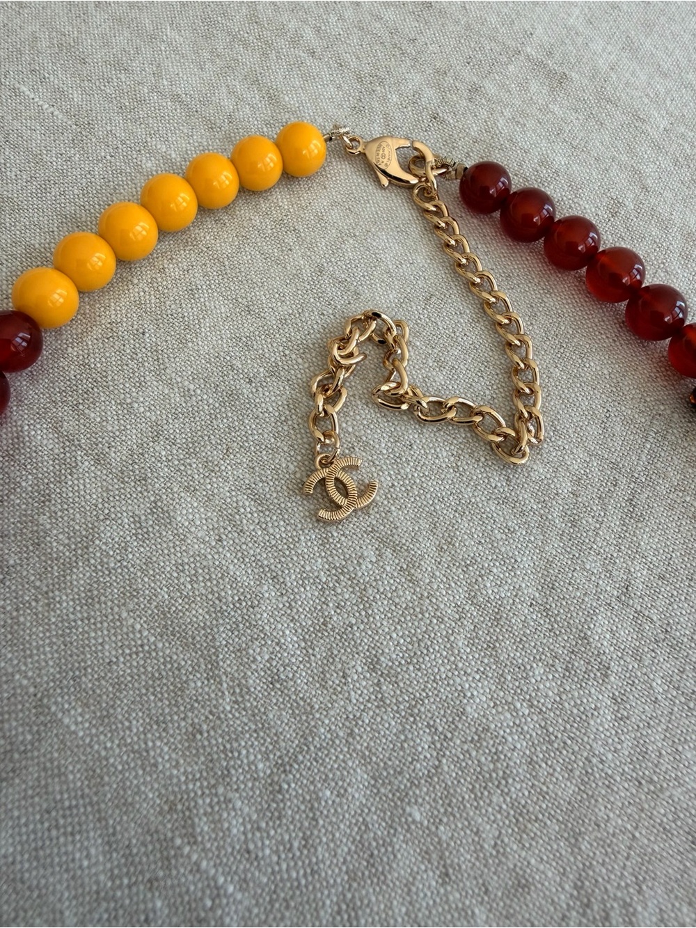 ♥️CHANEL Multicolor Beaded Necklace with Gold CC Charm♥️ - Picture 7 of 8